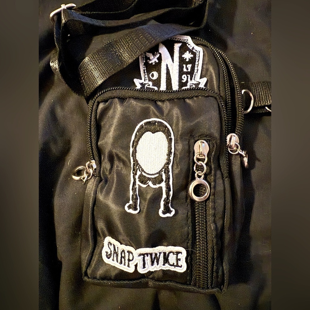 Black Snap Twice Crossbody Bag